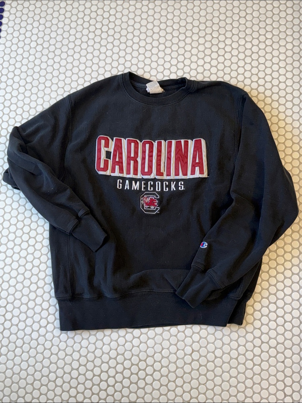Champion Black Crewneck Sweatshirt with Garnet Carolina Gamecocks Logo